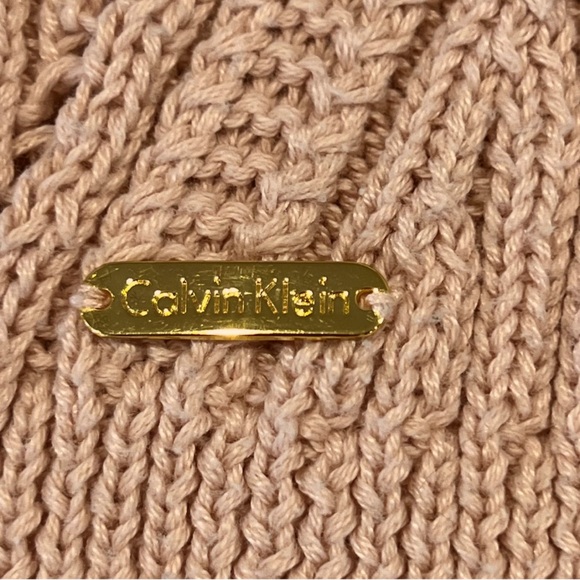 Calvin Klein High Neck Sweater Pullover Long Sleeve Rose Pink Mixed Knit Women L - Picture 9 of 10